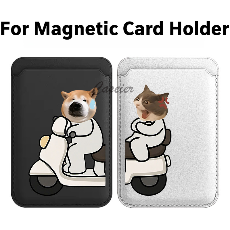 Tech Accessories Bag - Cycling Cat Dog Magnetic Leather Wallet