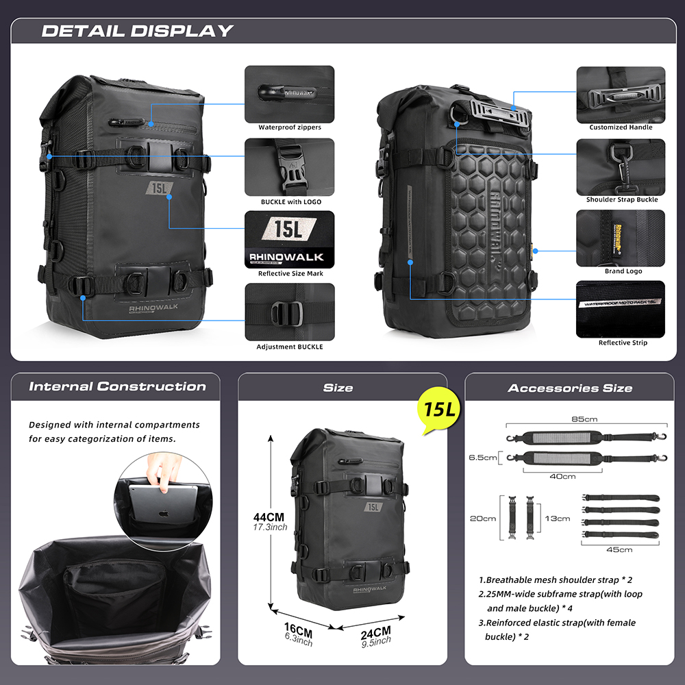 Rhinowalk Motorcycle Tail Bag  - Tech Accessories Bag review and price